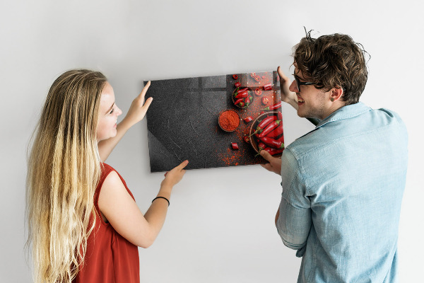Memobord van glas met print inclusief neodymium magneten Gezellige herinneringen aan de keuken en de natuur