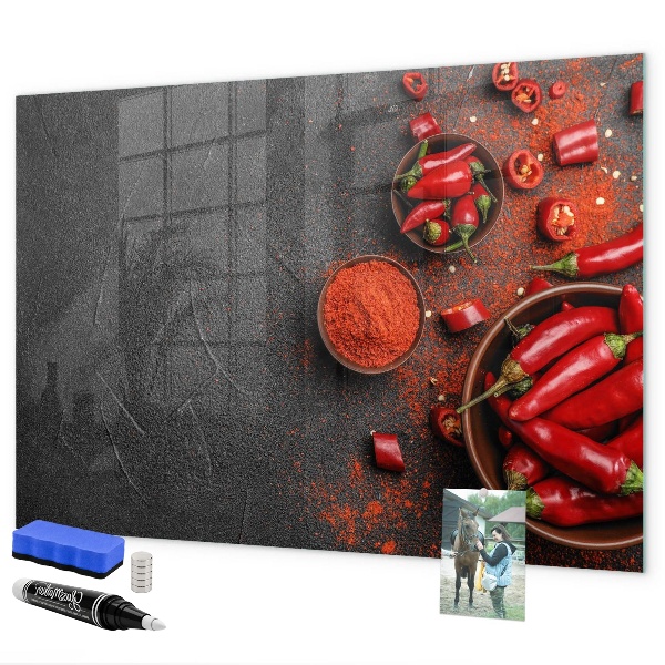 Memobord van glas met print inclusief neodymium magneten Gezellige herinneringen aan de keuken en de natuur