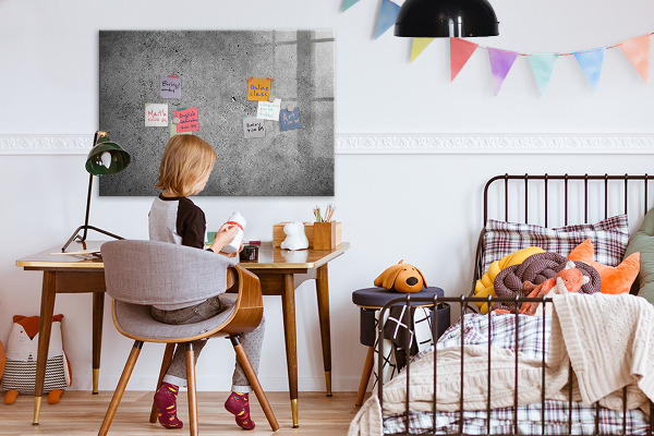 Decoratief glazen wandbord beschrijfbaar en magnetisch Memobord met magneten en foto's