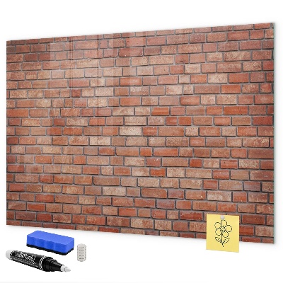 Memobord van glas met print inclusief neodymium magneten Een prikbord aan een bakstenen muur