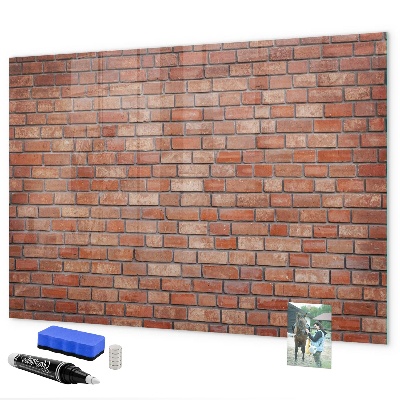 Memobord van glas met print inclusief neodymium magneten Een prikbord aan een bakstenen muur