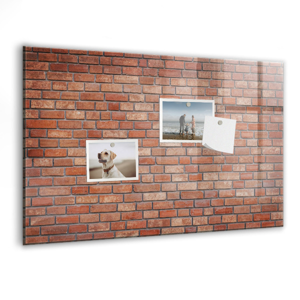 Memobord van glas met print inclusief neodymium magneten Een prikbord aan een bakstenen muur
