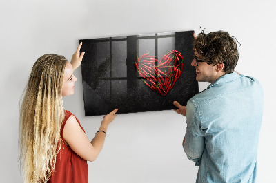 Memobord van glas met print inclusief neodymium magneten Een hart vol paprika's en foto's van herinneringen.