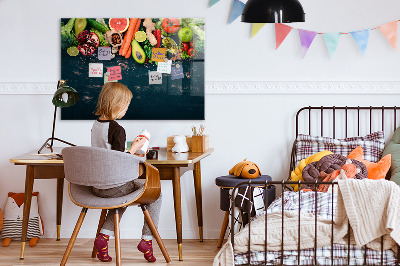 Memobord van glas met print inclusief neodymium magneten Kleurrijke culinaire inspiraties aan de muur