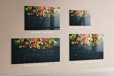 Memobord van glas met print inclusief neodymium magneten Kleurrijke culinaire inspiraties aan de muur
