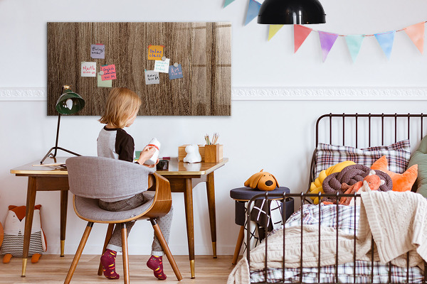 Decoratief glazen wandbord beschrijfbaar en magnetisch Notitie- en fotobord
