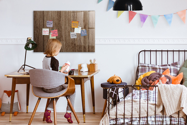 Decoratief glazen wandbord beschrijfbaar en magnetisch Notitie- en fotobord