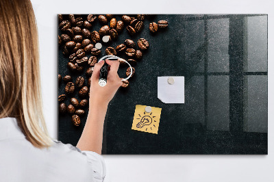 Decoratief glazen wandbord beschrijfbaar en magnetisch Koffie en herinneringen op één plek.