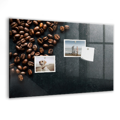 Decoratief glazen wandbord beschrijfbaar en magnetisch Koffie en herinneringen op één plek.
