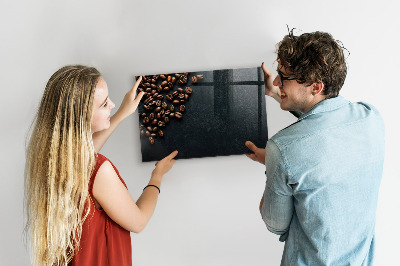 Decoratief glazen wandbord beschrijfbaar en magnetisch Koffie en herinneringen op één plek.
