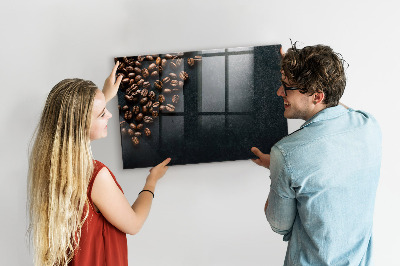 Decoratief glazen wandbord beschrijfbaar en magnetisch Koffie en herinneringen op één plek.