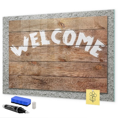 Decoratief glazen wandbord beschrijfbaar en magnetisch Welkomstbord met ruimte voor foto's