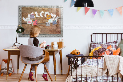 Decoratief glazen wandbord beschrijfbaar en magnetisch Welkomstbord met ruimte voor foto's
