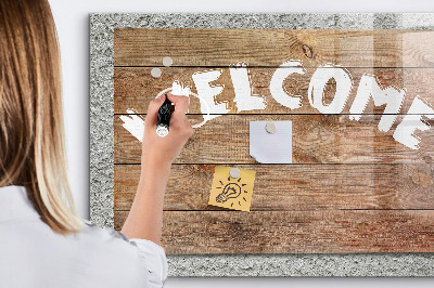 Decoratief glazen wandbord beschrijfbaar en magnetisch Welkomstbord met ruimte voor foto's
