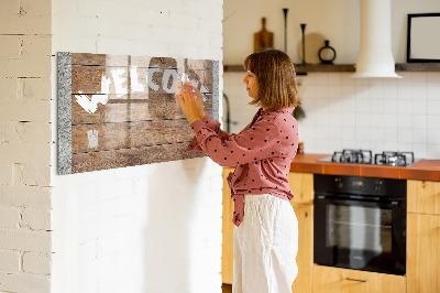 Decoratief glazen wandbord beschrijfbaar en magnetisch Welkomstbord met ruimte voor foto's