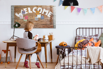 Decoratief glazen wandbord beschrijfbaar en magnetisch Welkomstbord met ruimte voor foto's