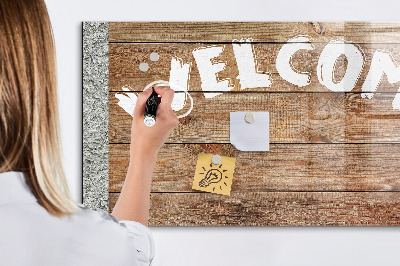 Decoratief glazen wandbord beschrijfbaar en magnetisch Welkomstbord met ruimte voor foto's