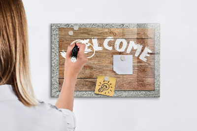 Decoratief glazen wandbord beschrijfbaar en magnetisch Welkomstbord met ruimte voor foto's