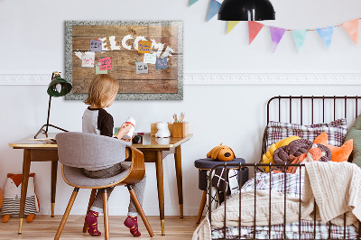 Decoratief glazen wandbord beschrijfbaar en magnetisch Welkomstbord met ruimte voor foto's