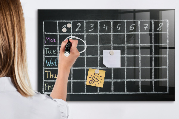 Memobord van glas met print inclusief neodymium magneten Planning- en notitiebord