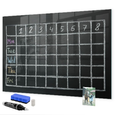 Memobord van glas met print inclusief neodymium magneten Planning- en notitiebord