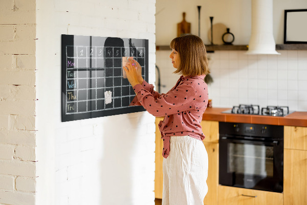 Memobord van glas met print inclusief neodymium magneten Planning- en notitiebord