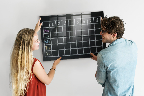 Memobord van glas met print inclusief neodymium magneten Planning- en notitiebord
