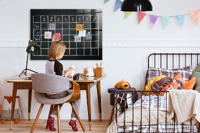 Memobord van glas met print inclusief neodymium magneten Planning- en notitiebord