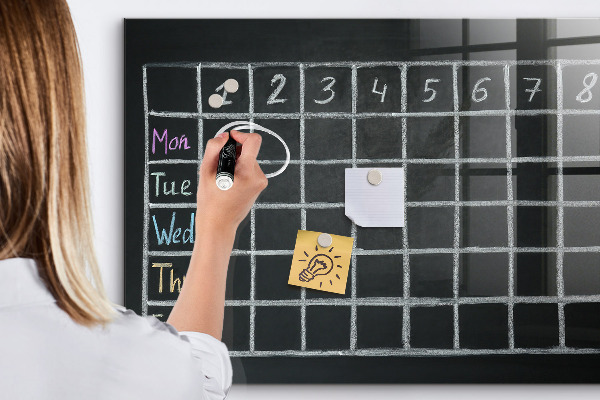 Memobord van glas met print inclusief neodymium magneten Planning- en notitiebord