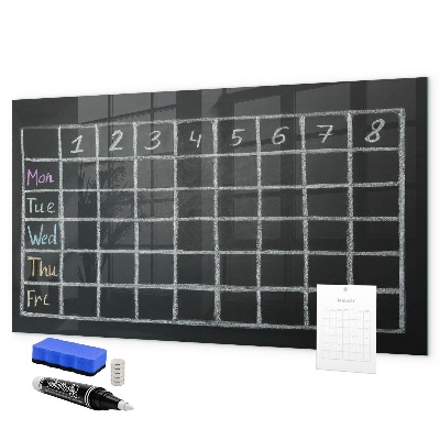 Memobord van glas met print inclusief neodymium magneten Planning- en notitiebord