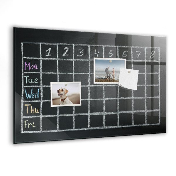Memobord van glas met print inclusief neodymium magneten Planning- en notitiebord