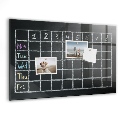 Memobord van glas met print inclusief neodymium magneten Planning- en notitiebord