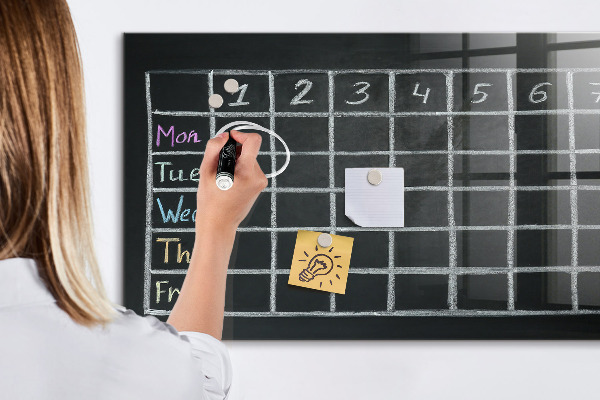 Memobord van glas met print inclusief neodymium magneten Planning- en notitiebord