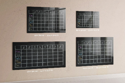 Memobord van glas met print inclusief neodymium magneten Planning- en notitiebord