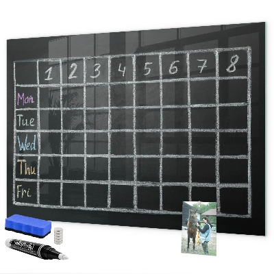 Memobord van glas met print inclusief neodymium magneten Planning- en notitiebord