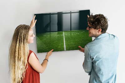 Memobord van glas met print inclusief neodymium magneten Een notitiebord op een groene achtergrond.