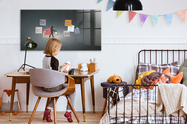 Decoratief glazen wandbord beschrijfbaar en magnetisch Magnetisch bord voor foto's en notities