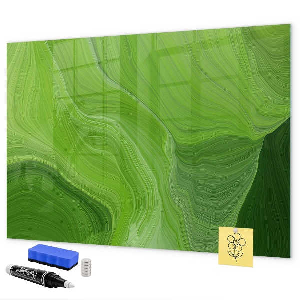 Memobord van glas met print inclusief neodymium magneten Groen fotoprikbord