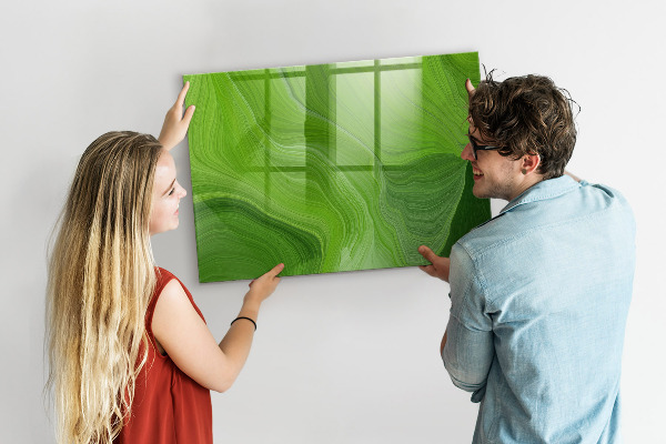 Memobord van glas met print inclusief neodymium magneten Groen fotoprikbord
