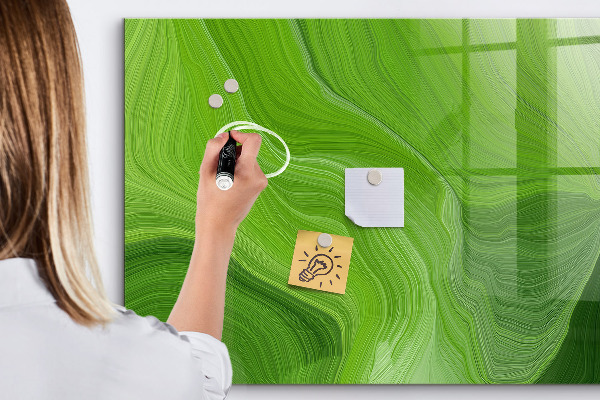 Memobord van glas met print inclusief neodymium magneten Groen fotoprikbord