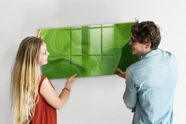 Memobord van glas met print inclusief neodymium magneten Groen fotoprikbord