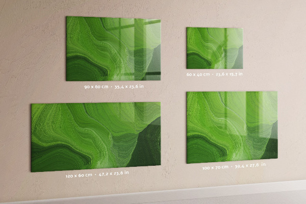 Memobord van glas met print inclusief neodymium magneten Groen fotoprikbord
