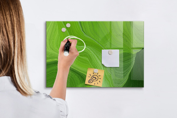 Memobord van glas met print inclusief neodymium magneten Groen fotoprikbord