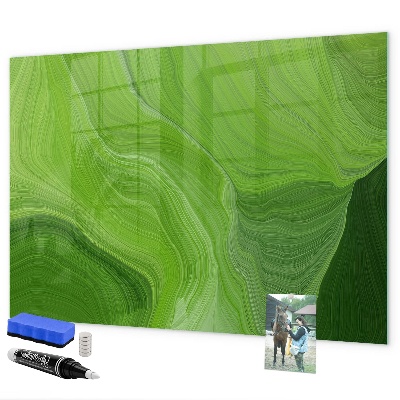 Memobord van glas met print inclusief neodymium magneten Groen fotoprikbord