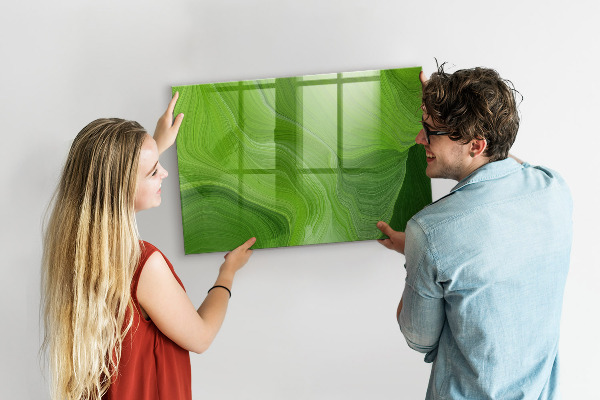 Memobord van glas met print inclusief neodymium magneten Groen fotoprikbord