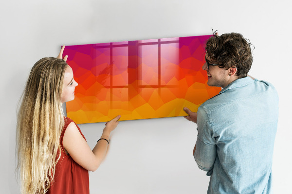 Decoratief glazen wandbord beschrijfbaar en magnetisch Een kleurrijk prikbord voor notities en foto's