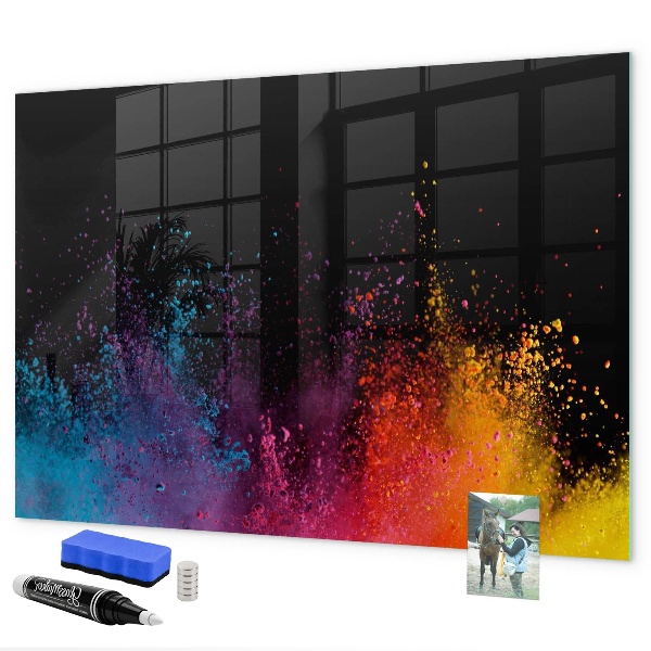 Decoratief glazen wandbord beschrijfbaar en magnetisch Kleurrijke poster voor notities en foto's