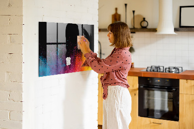 Decoratief glazen wandbord beschrijfbaar en magnetisch Kleurrijke poster voor notities en foto's