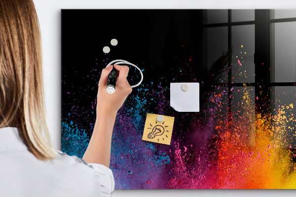 Decoratief glazen wandbord beschrijfbaar en magnetisch Kleurrijke poster voor notities en foto's