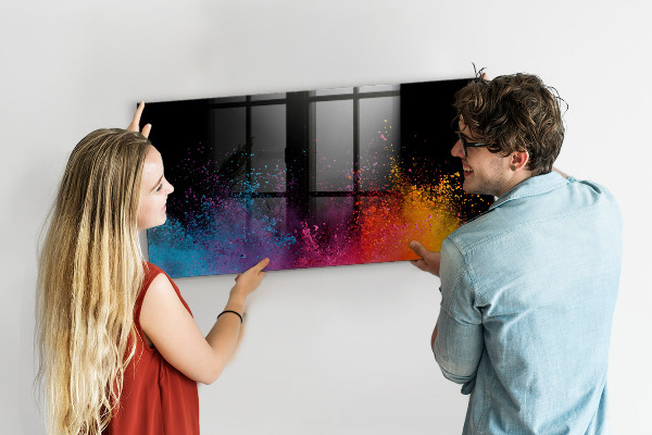 Decoratief glazen wandbord beschrijfbaar en magnetisch Kleurrijke poster voor notities en foto's
